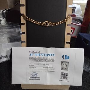 CHRISTIAN DIOR Vintage Gold Tone Chain Crystal Necklace Clip